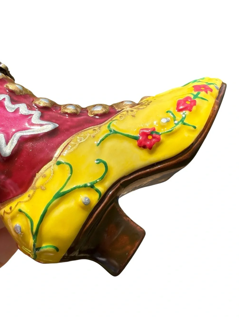 Vintage Victorian Ladies Boot Trinket Box Hinged Ceramic Jewelry Keepsake Box 3”